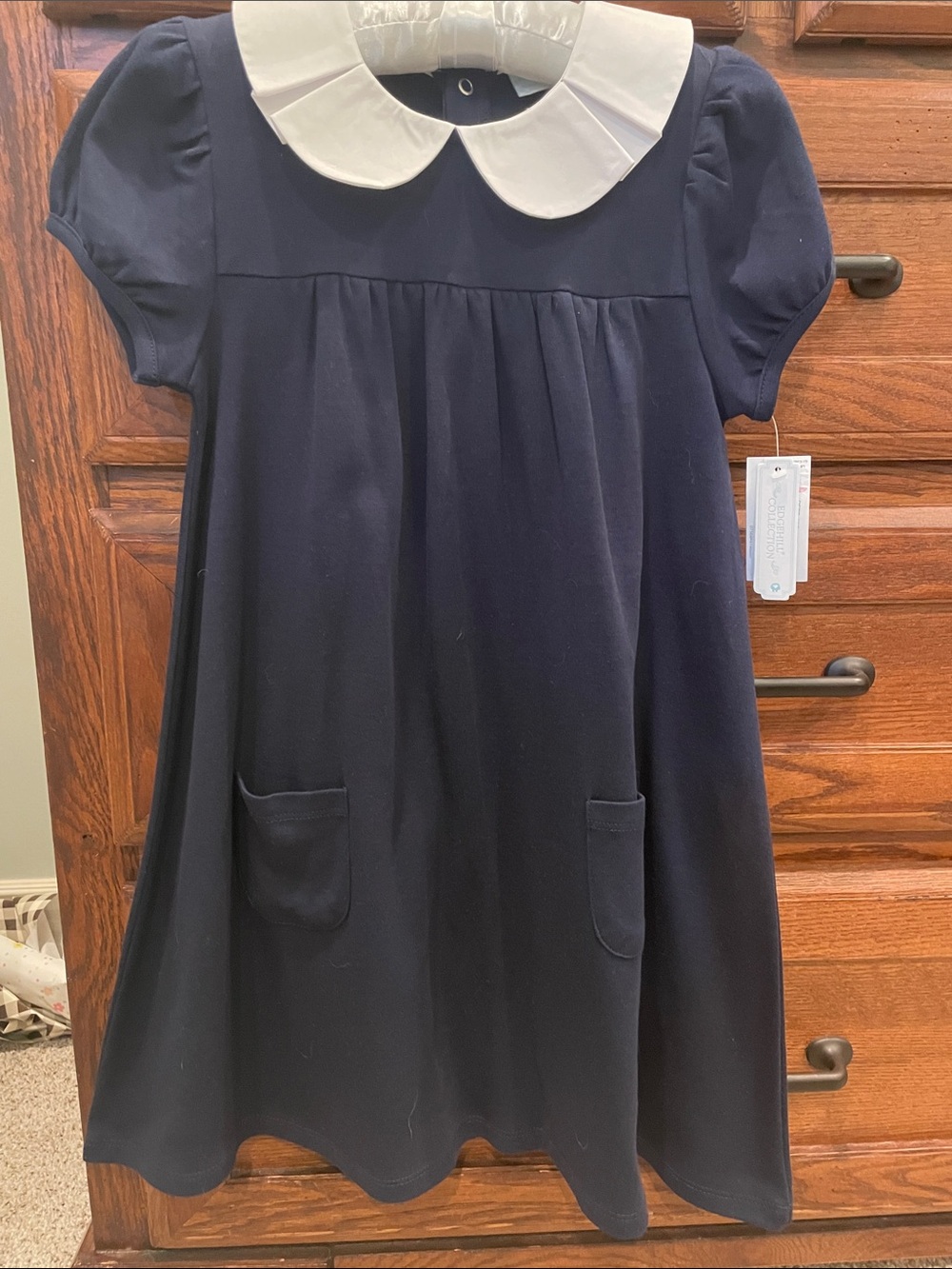 Edgehill Collection Navy Dress with White Peter Pan Collar